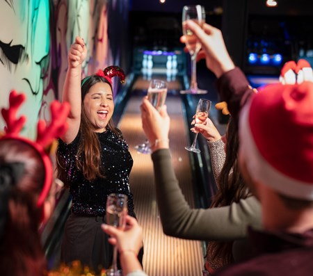 Bowling fun at a Christmas party