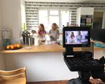 Amber and Olivia being filmed